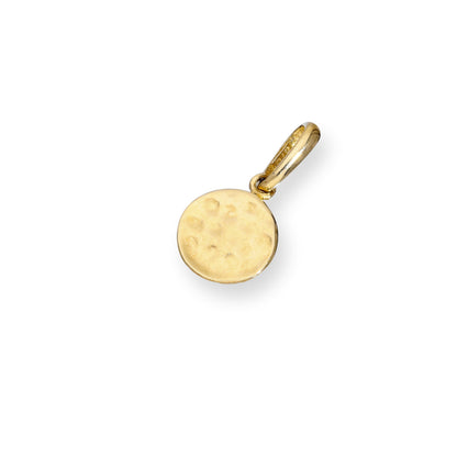 9ct Gold Hammered Finish Round Charm