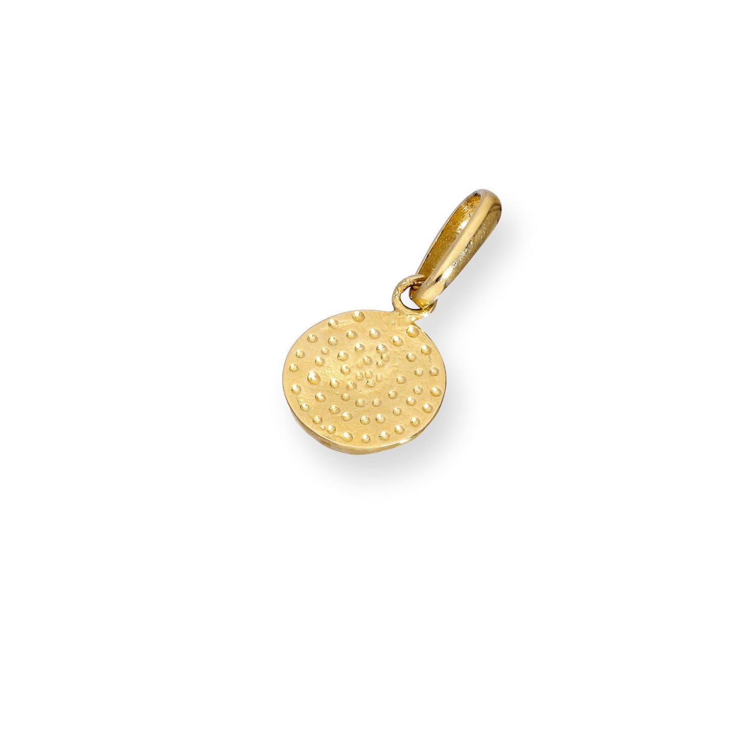 9ct Gold Hammered Finish Round Charm