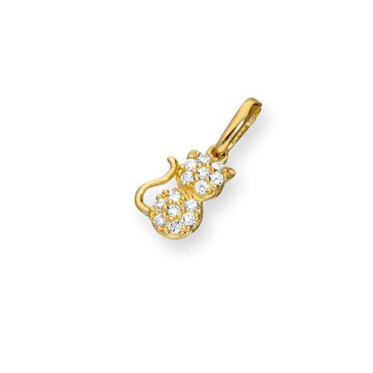 9ct Gold & Clear CZ Crystal Cat Charm
