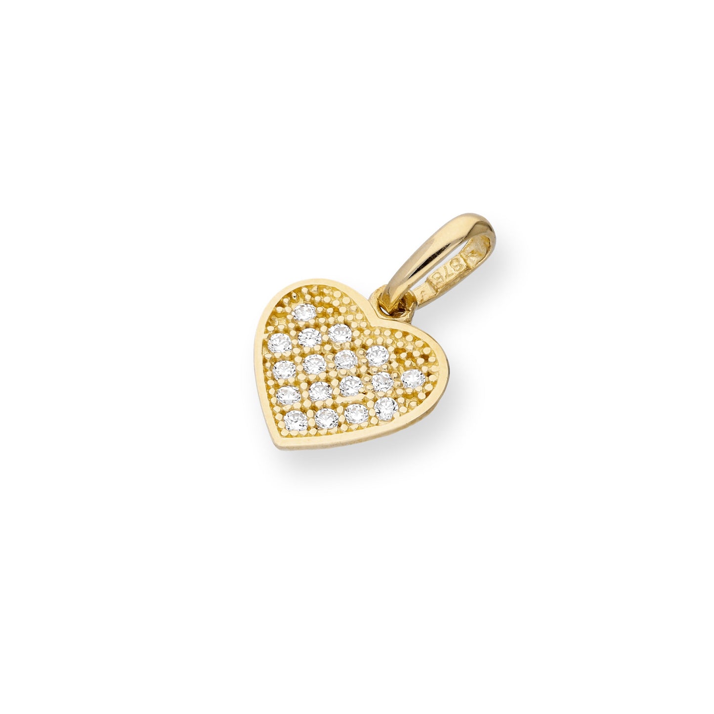 9ct Gold & Clear CZ Crystal Heart Charm