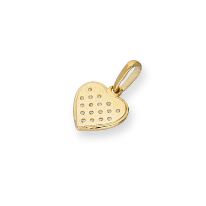 9ct Gold & Clear CZ Crystal Heart Charm