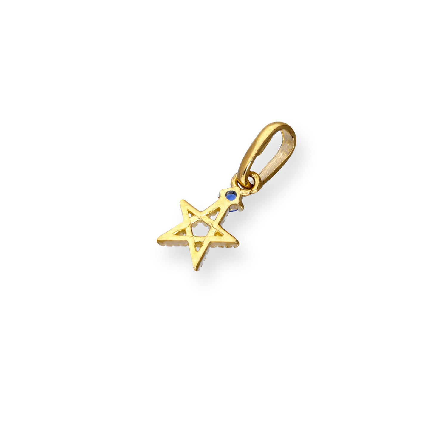 9ct Gold & Sapphire CZ Crystal Pentagram Star Charm