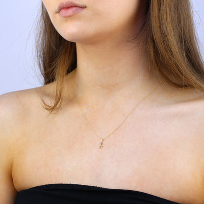 9ct Gold & Sapphire CZ Crystal Pentagram Star Charm