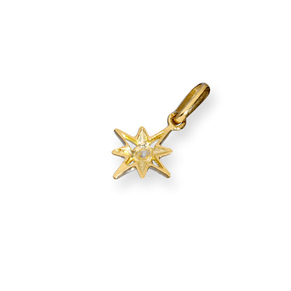 9ct Gold & Clear CZ Crystal Shining Star Charm