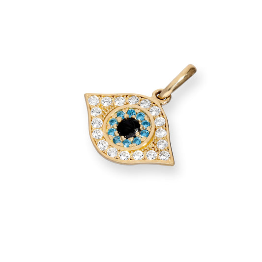 9ct Gold & CZ Crystal Evil Eye Charm