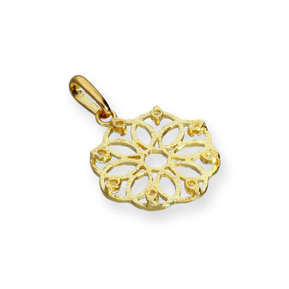 9ct Gold & Clear CZ Crystal Flower Circle Charm