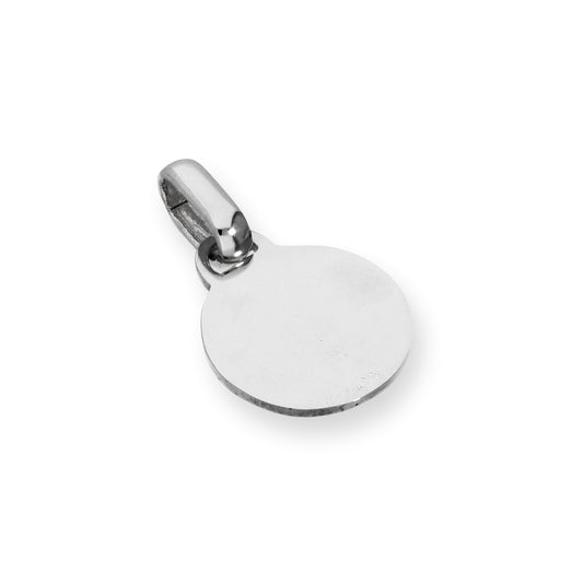 9ct White Gold Engravable Round Charm