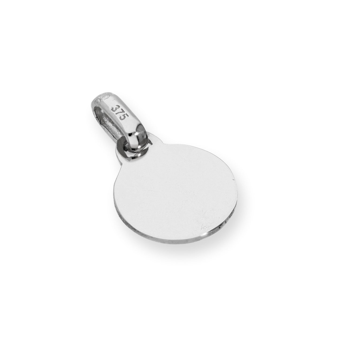 9ct White Gold Engravable Round Charm