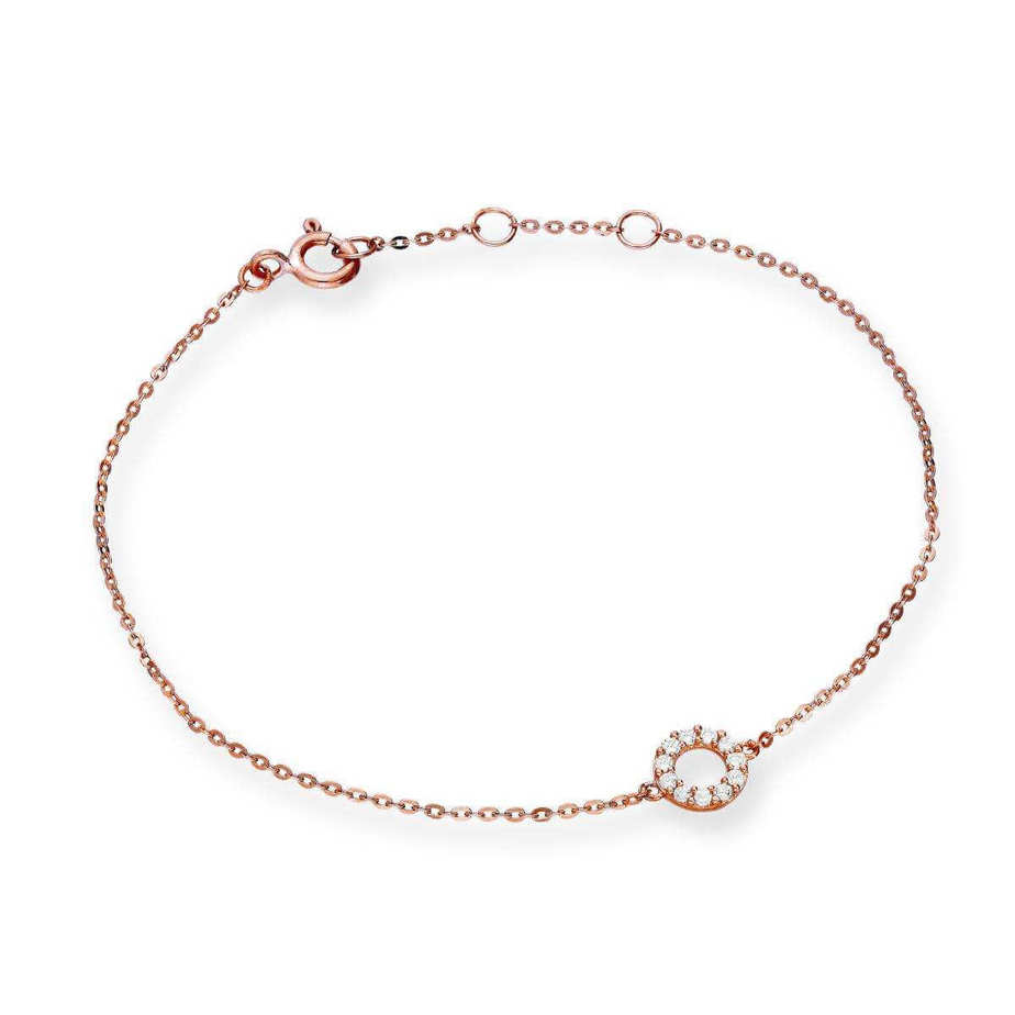 9ct Rose Gold & Clear CZ Crystal 7 Inch Karma Circle Bracelet