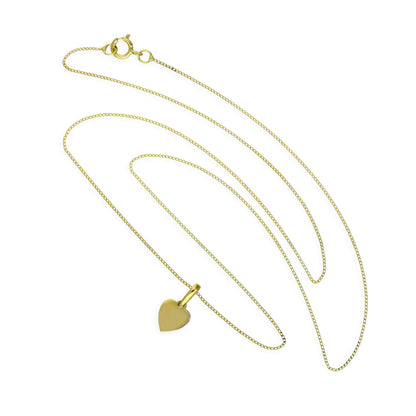 9ct Gold Small Engravable Heart Pendant Necklace 16 - 20 Inches