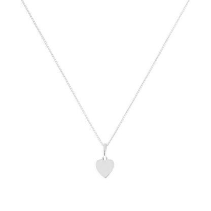 9ct White Gold Small Engravable Heart Pendant Necklace 16 - 20 Inches