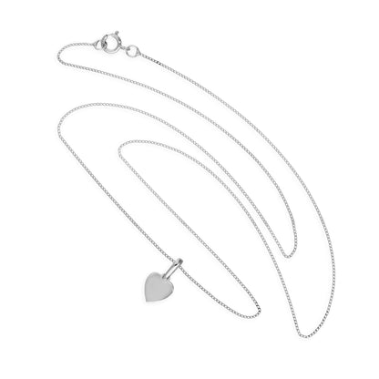 9ct White Gold Small Engravable Heart Pendant Necklace 16 - 20 Inches