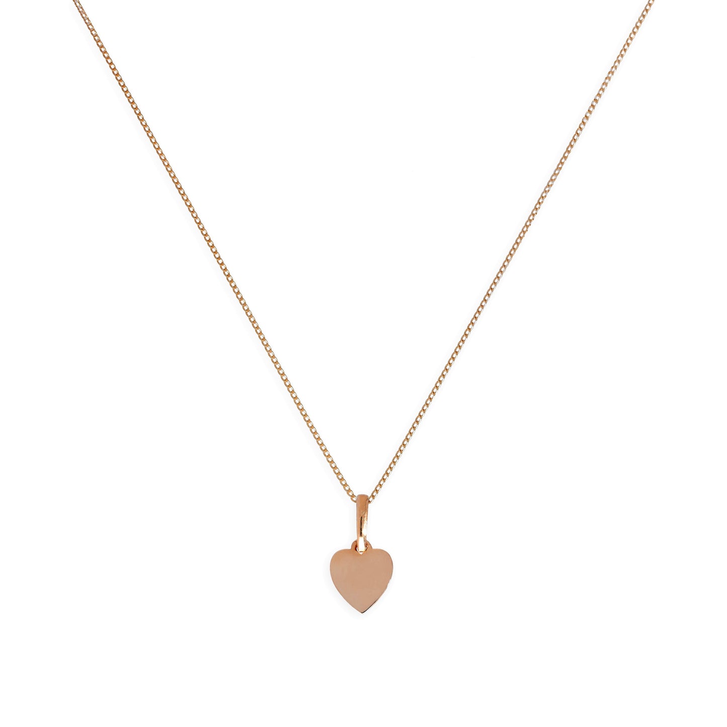 9ct Rose Gold Small Engravable Heart Pendant Necklace 16 - 18 Inches