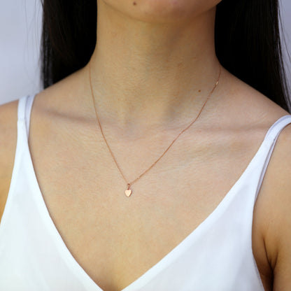 9ct Rose Gold Small Engravable Heart Pendant Necklace 16 - 18 Inches