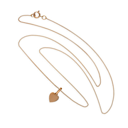9ct Rose Gold Small Engravable Heart Pendant Necklace 16 - 18 Inches