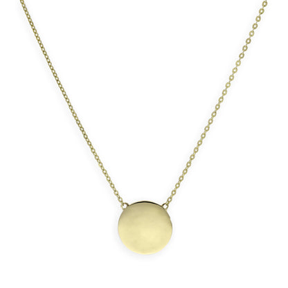 9ct Gold Engravable Round Pendant w 18 Inch Chain