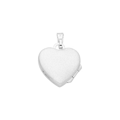 9ct White Gold Heart Locket on Chain with Rays of Sunlight Design 16 - 18 Inches