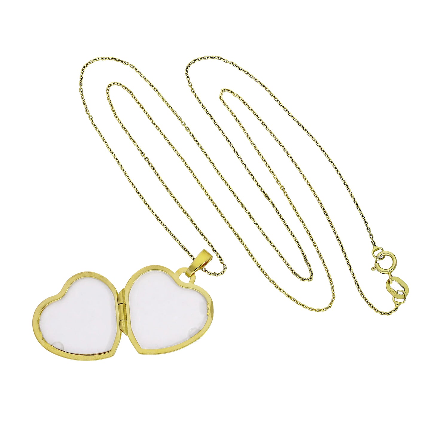 9ct Gold Engravable Heart Locket with Raised Border on Chain 16 - 20 Inches