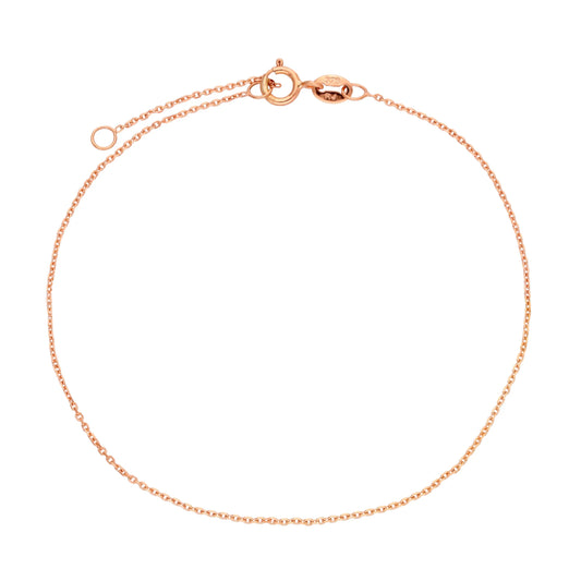 9ct Rose Gold Faceted Trace Chain Bracelet 7 - 8 Inches