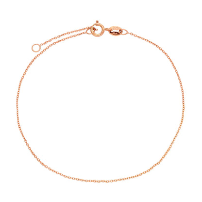9ct Rose Gold Faceted Trace Chain Bracelet 7 - 8 Inches