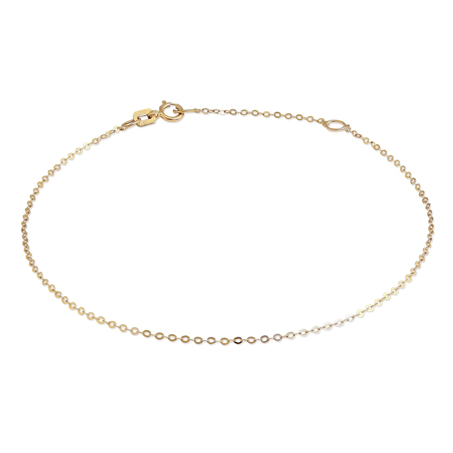 9ct Gold Hammered Trace Chain Bracelet 7 - 8 Inches