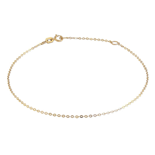 9ct Gold Hammered Trace Chain Bracelet 7 - 8 Inches