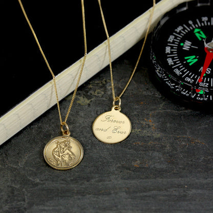 Personalised 9ct Gold St Christopher Necklace 16 - 18 Inches
