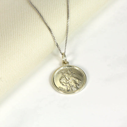 Personalised 9ct White Gold St Christopher Necklace 16 - 18 Inches