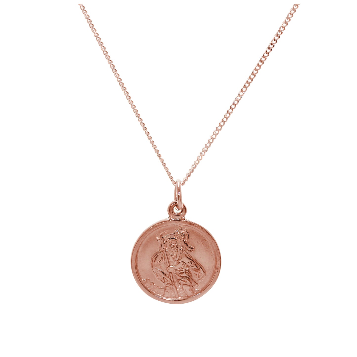 Personalised 9ct Rose Gold St Christopher Necklace 16 - 20 Inches