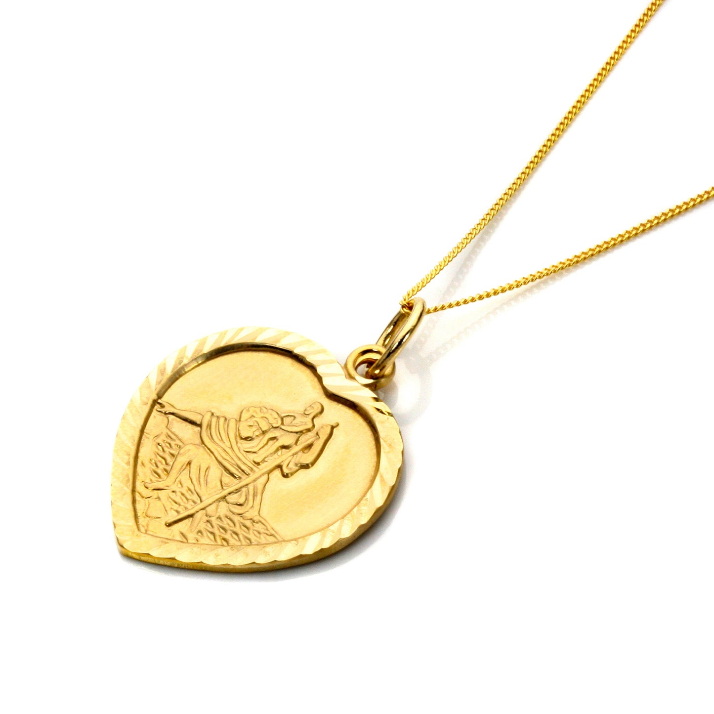 Personalised 9ct Gold St Christopher Heart Necklace 16 - 18 Inches