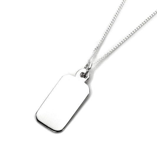 Sterling Silver Engravable Rectangular Pendant Necklace 14 - 32 Inches