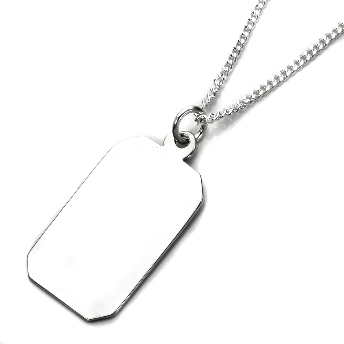 Sterling Silver Large Engravable Rectangular Pendant Necklace 16 - 24 Inches