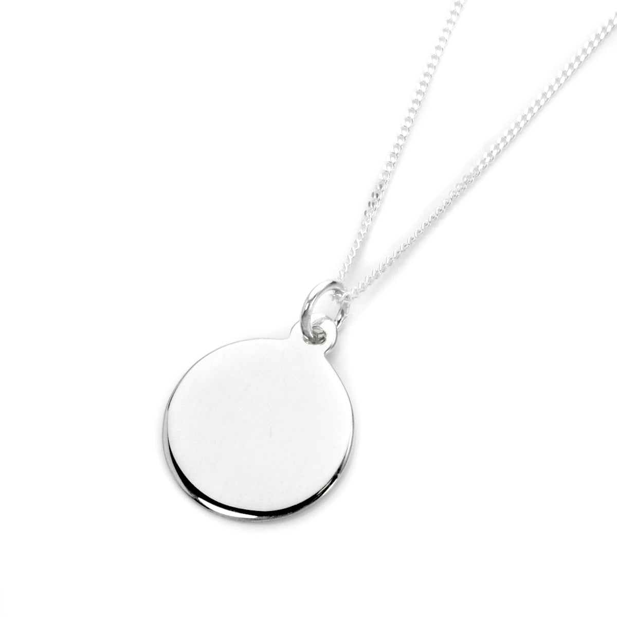 Sterling Silver Engravable Round Pendant Necklace 14 - 32 Inches