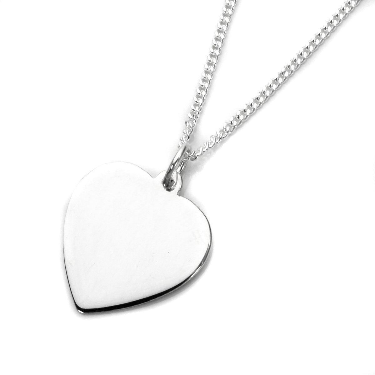 Sterling Silver Large Engravable Heart Pendant Necklace 16 - 24 Inches
