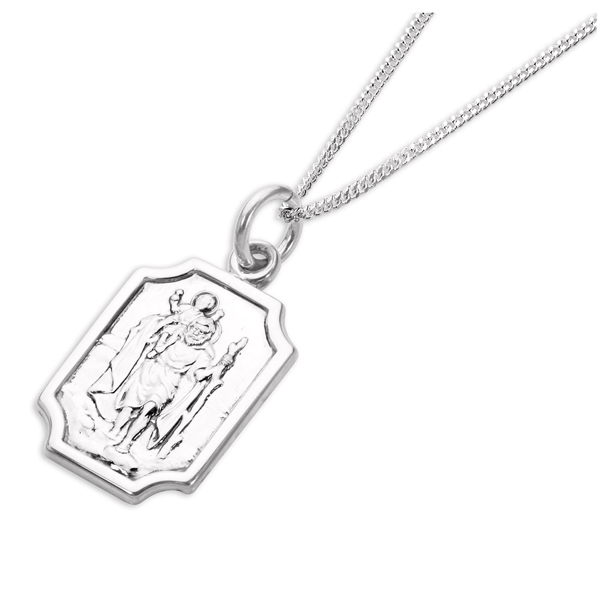 Sterling Silver Small Saint Christopher Plaque Pendant Necklace 14 - 32 Inches