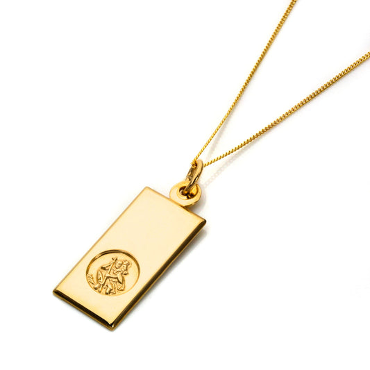 9ct Gold Modern Saint Christopher Pendant Necklace 16 - 18 Inches