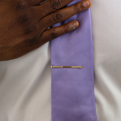 Slim 9ct Gold Engine Turned Tie Slide