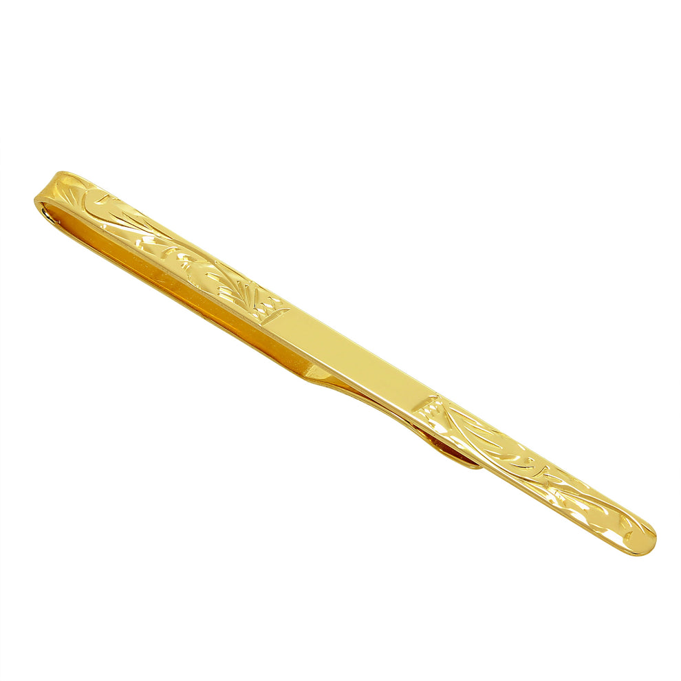 9ct gold slimline engraved tie slide