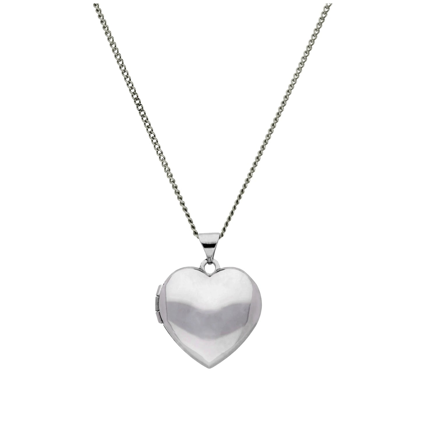 9ct White Gold Engravable Heart Locket on Chain 16 - 18 Inches