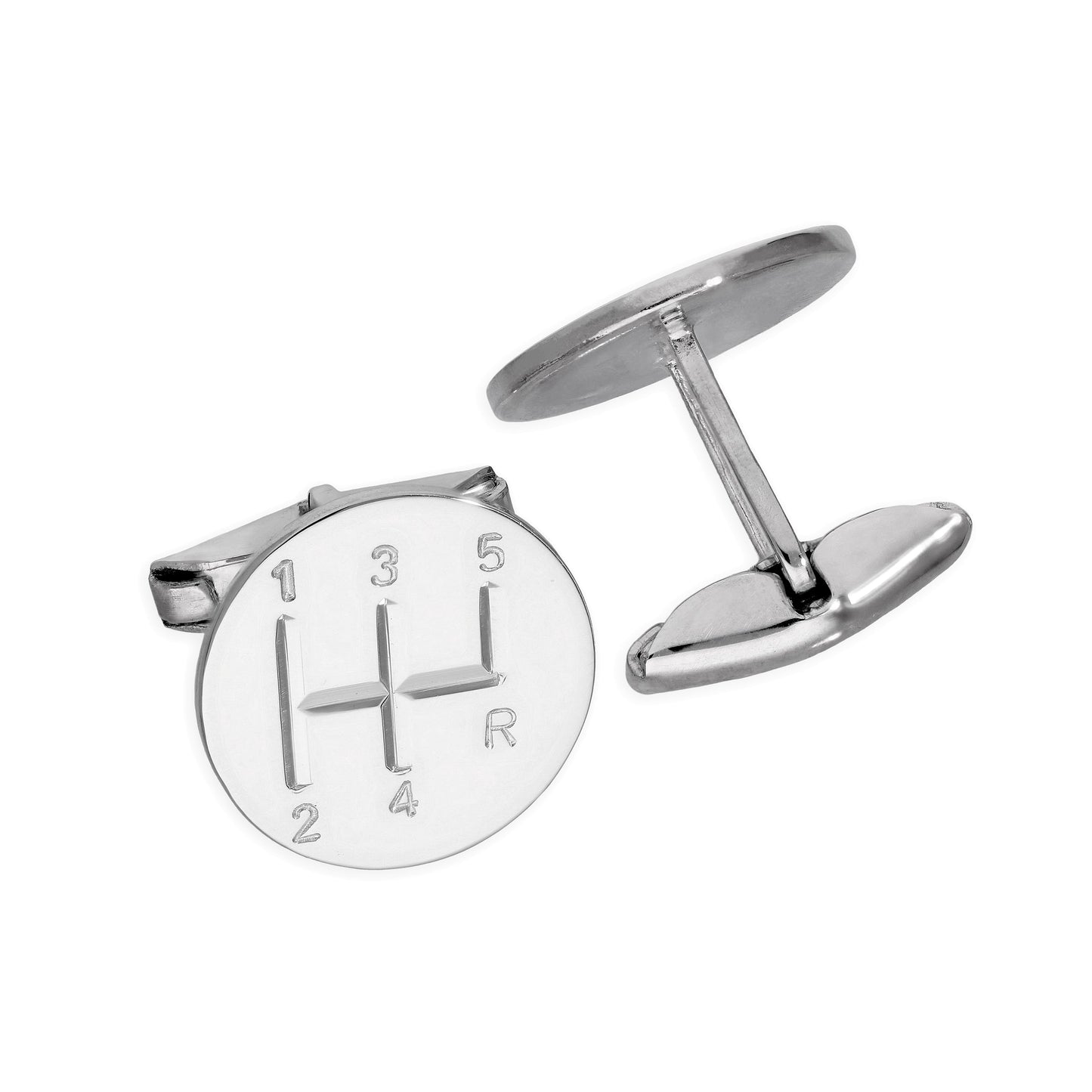 Sterling Silver Driving Gears Swivel Back Cufflinks