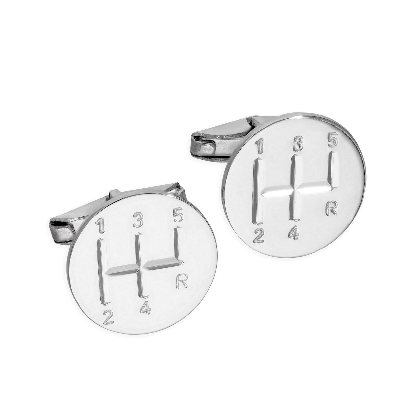 Sterling Silver Driving Gears Swivel Back Cufflinks