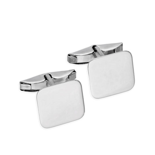 9ct White Gold Engravable Square Swivel Back Cufflinks