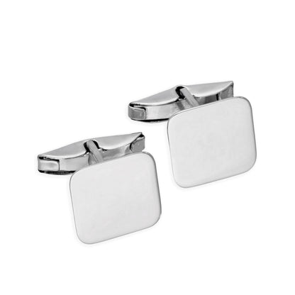 9ct White Gold Engravable Square Swivel Back Cufflinks