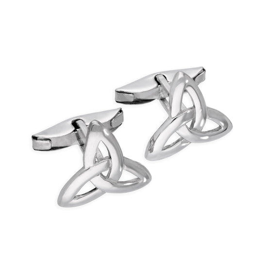 9ct White Gold Triquetra Celtic Knot Swivel Back Cufflinks
