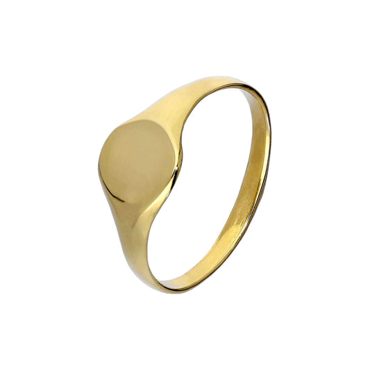 9ct Gold Engravable Childrens Round Signet Ring Size A - H