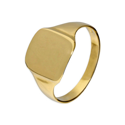 9ct Gold Engravable Gents Large Square Signet Ring Size R - W