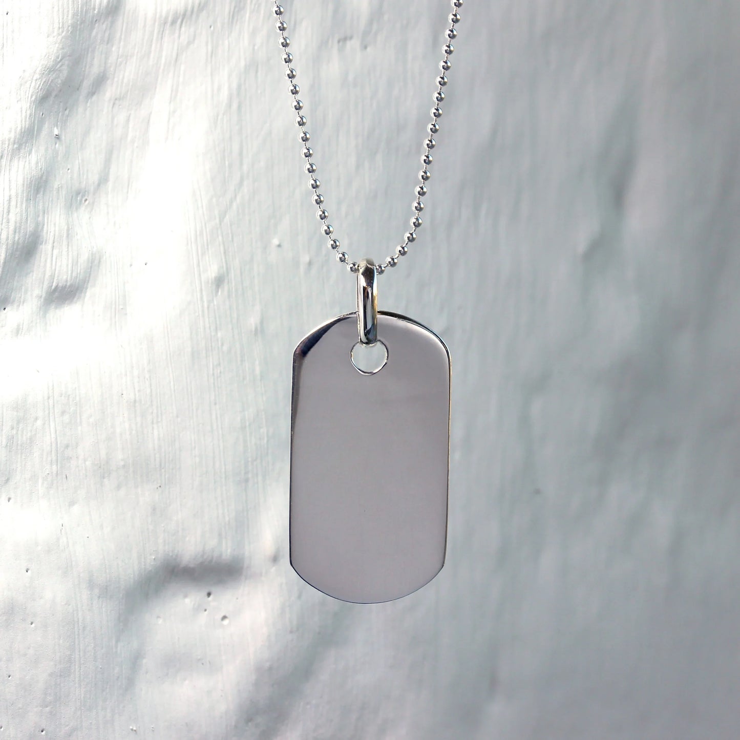 Sterling Silver Plain Engravable Dog Tag Pendant Necklace