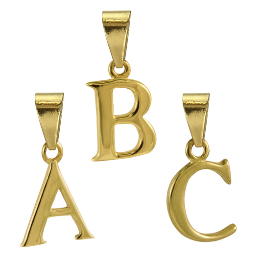 9ct Gold Alphabet Letter - Bail Charm Pendant A - Z