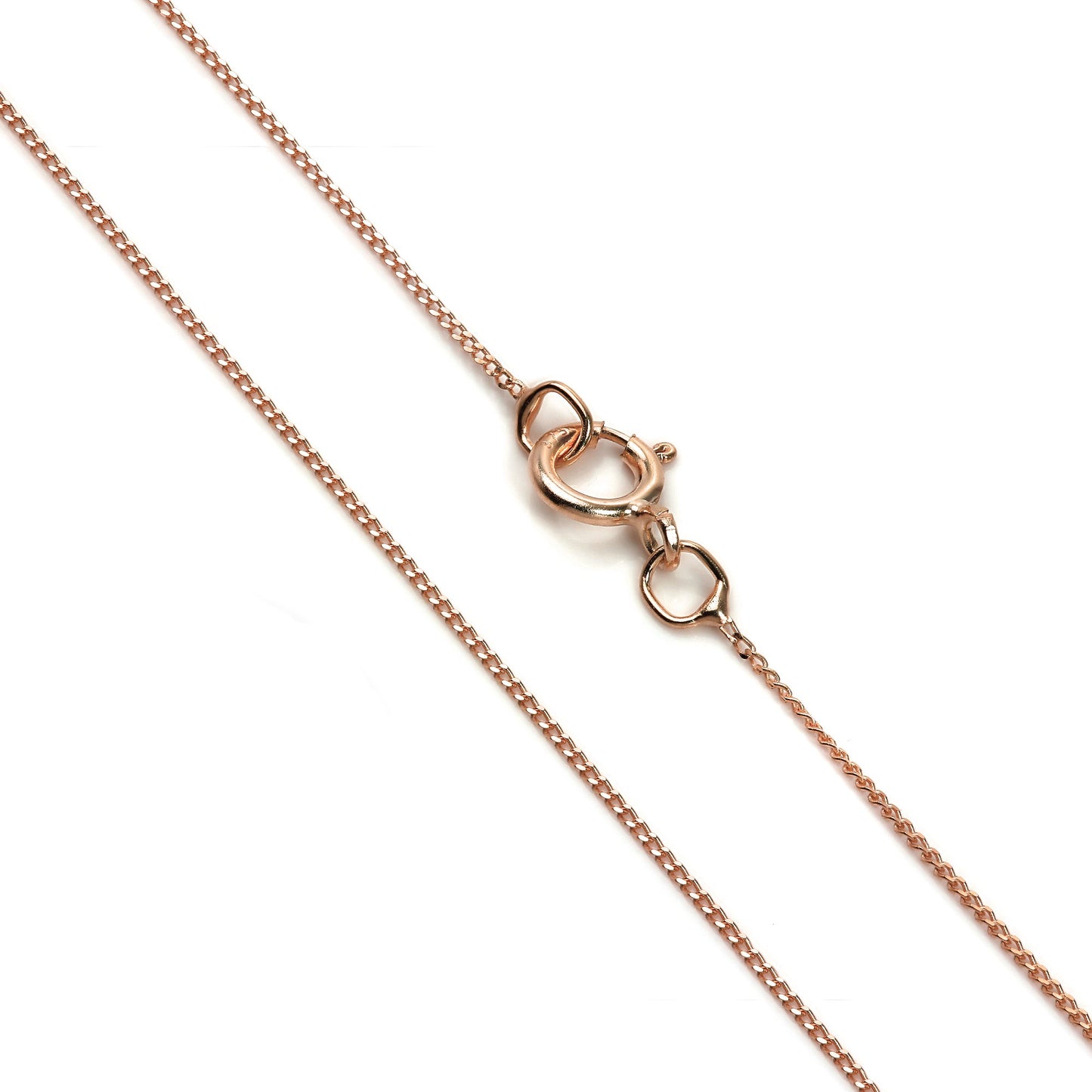 Fine 9ct Rose Gold Diamond Cut Curb Chain 16 - 18 Inches