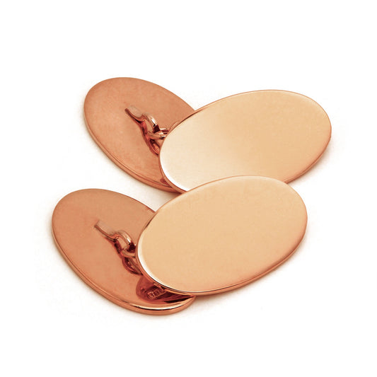 9ct Rose Gold Classic Oval Cufflinks